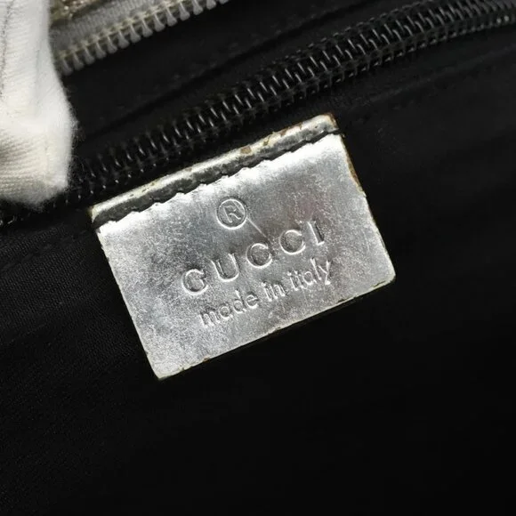 GUCCI GG Canvas Sherry Line Hand Bag Silver